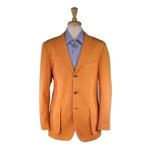 Gianluca Isaia Napoli Orange Cotton Patch Pocket Unstructured Blazer Jacket 40R